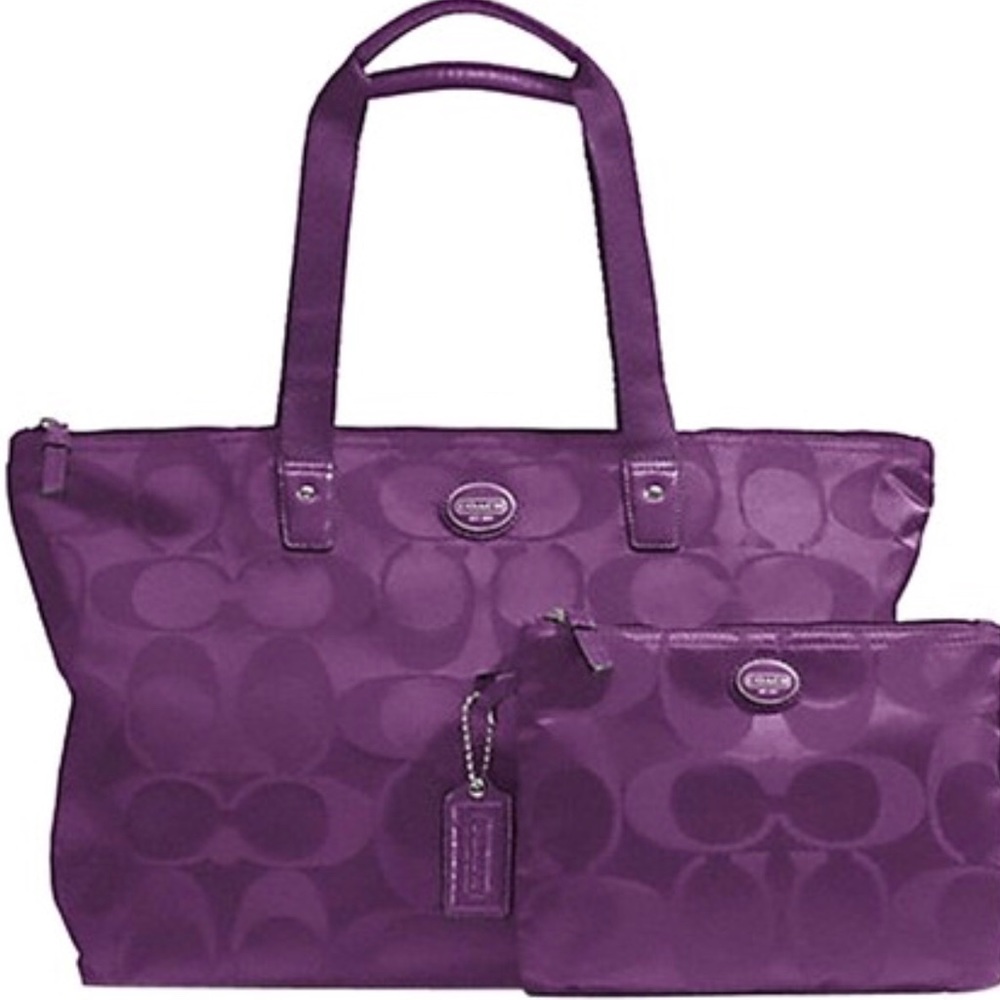 Coach signature nylon weekender travel tote